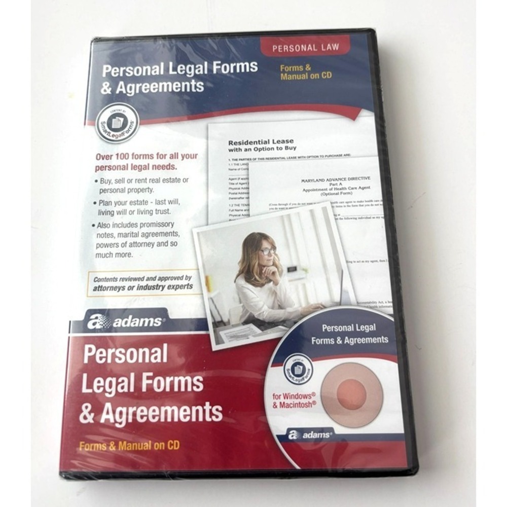 Legal Forms Software Adams Personal Agreements CD Manual New